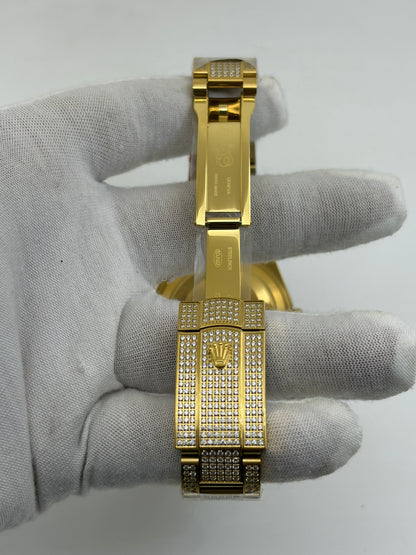 OYSTER PERPETUAL 41mm 904L SS SILVER/GOLD MOISSANITE DIAMONDS BRACELET AND DIAL A2824 iced out