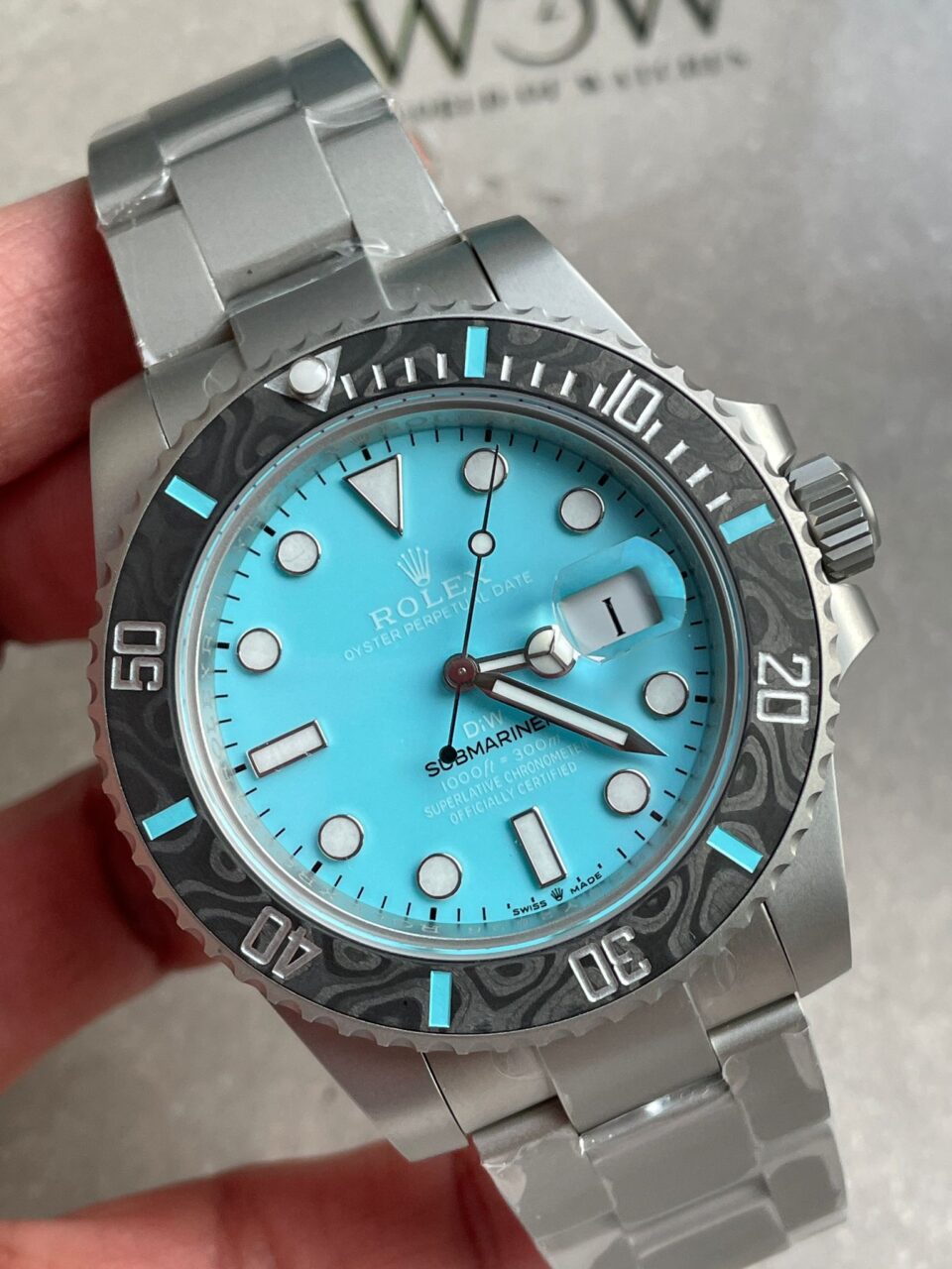 DIWF FACTORY 1:1 Submariner Sandblasted Best Edition Carbon Bezel Tiffany Blue Dial Dial VR3135