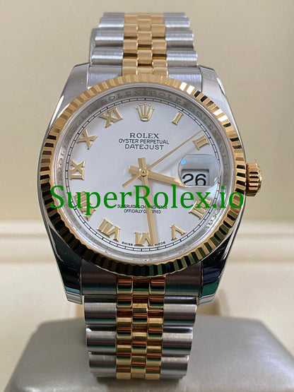 Datejust 36 Steel and Yellow Gold White Roman Dial Ref.116233
