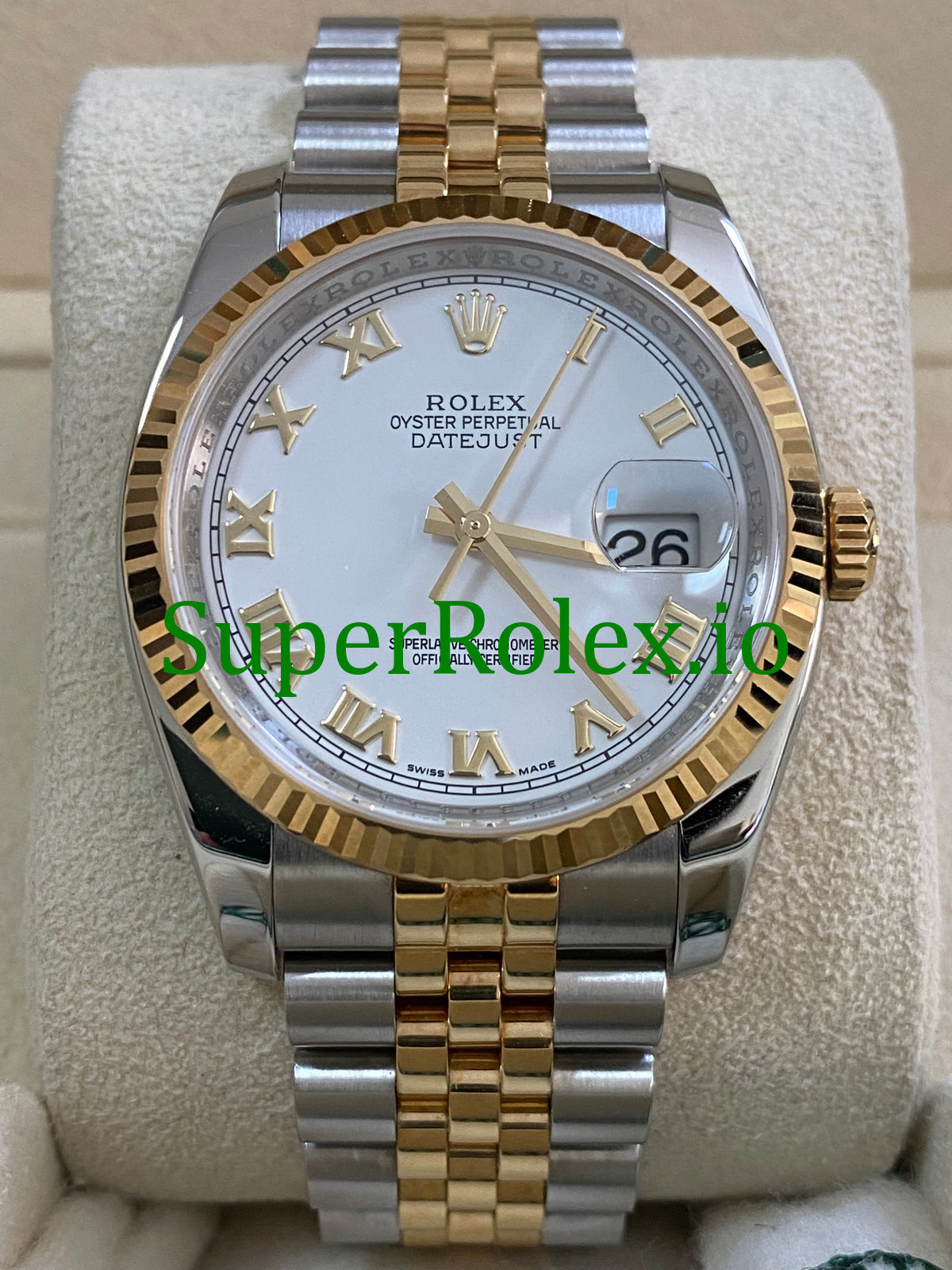 Datejust 36 Steel and Yellow Gold White Roman Dial Ref.116233