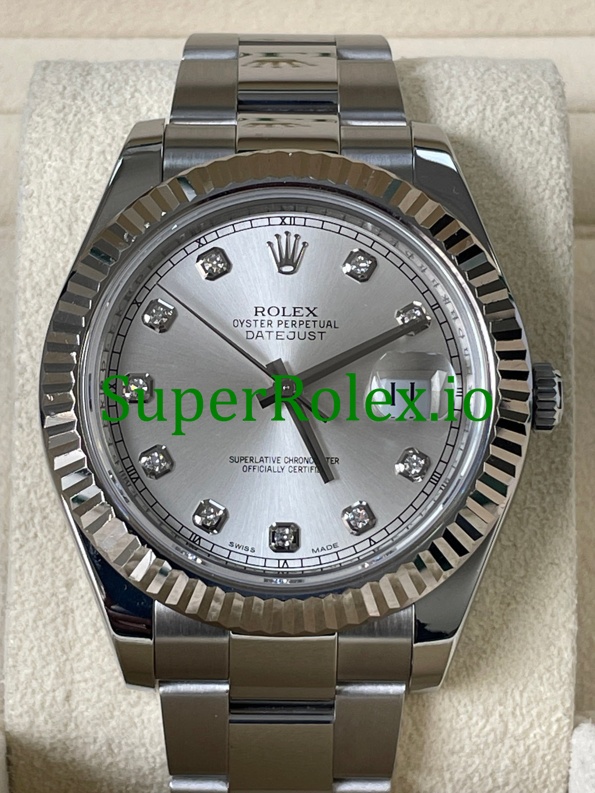 Datejust II 41 Silver Diamond Dial Ref.116334
