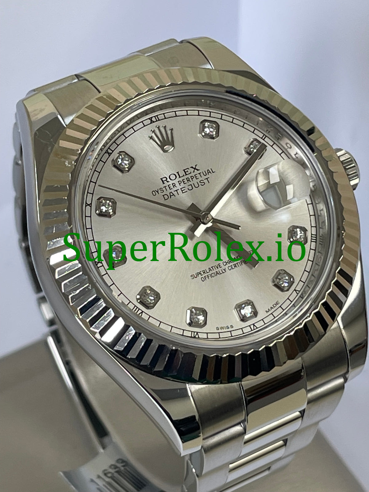 Datejust II 41 Silver Diamond Dial Ref.116334