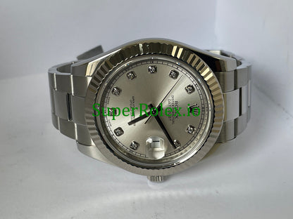 Datejust II 41 Silver Diamond Dial Ref.116334