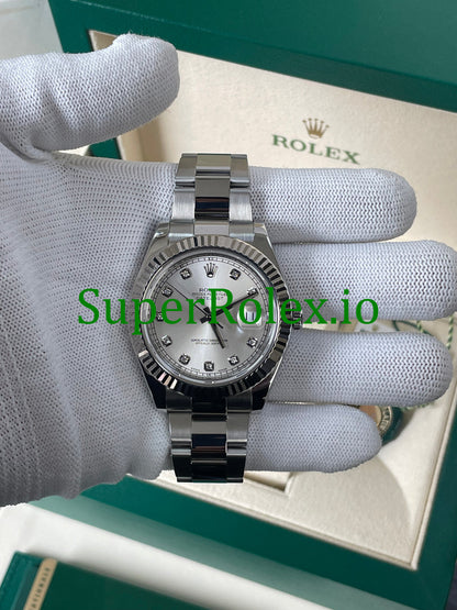 Datejust II 41 Silver Diamond Dial Ref.116334