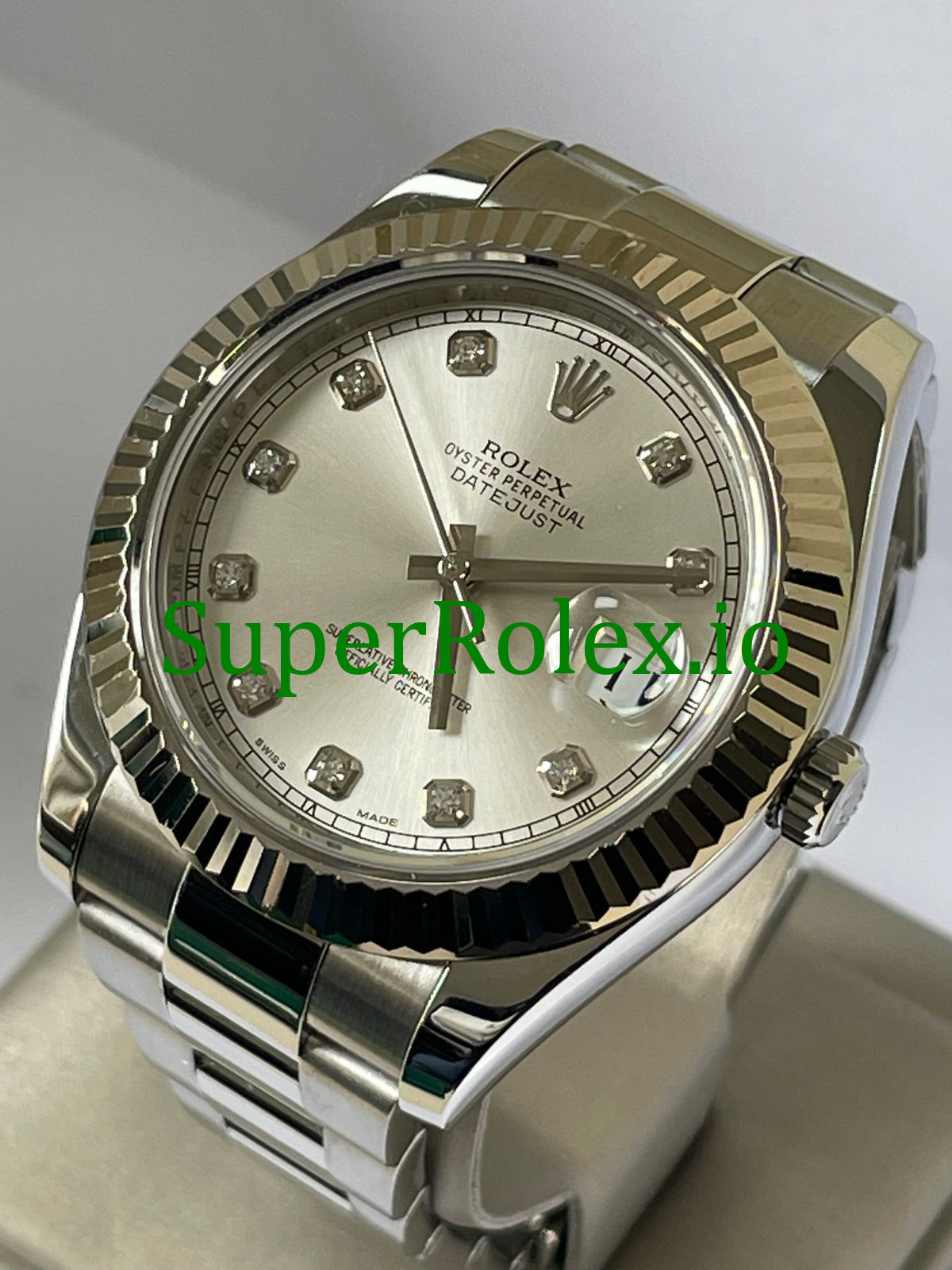 Datejust II 41 Silver Diamond Dial Ref.116334