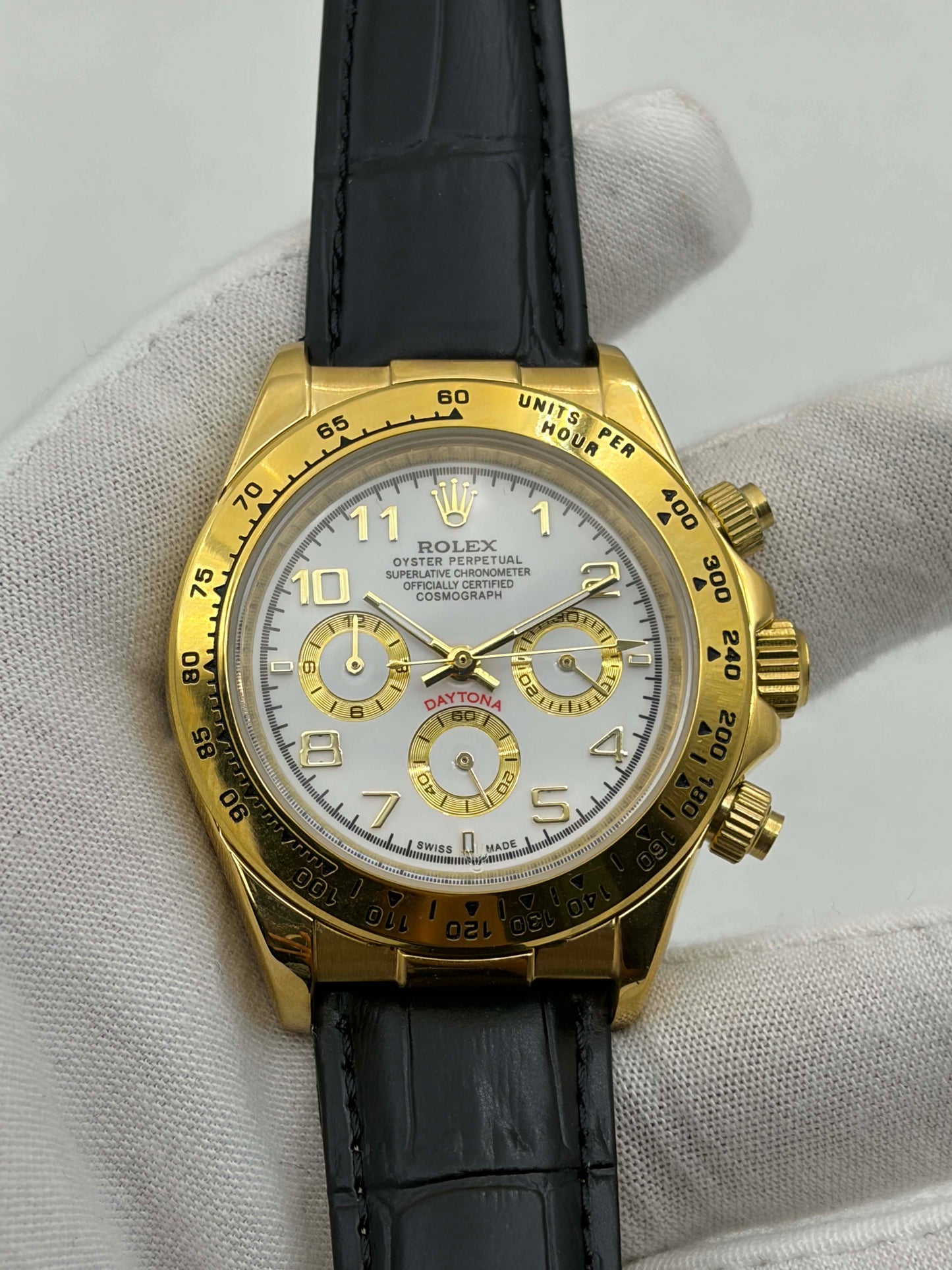 Daytona Yellow Gold White Arabic Dial Cosmograph Ref.16518