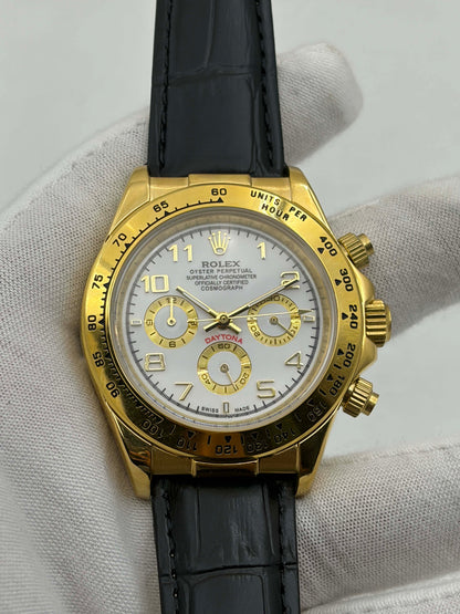 Daytona Yellow Gold White Arabic Dial Cosmograph Ref.16518