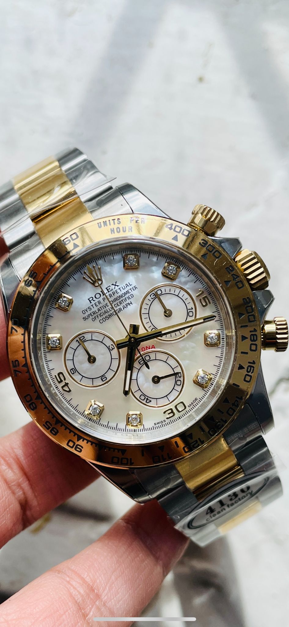 Clean Factory 1:1 Daytona 116503 Two Tone Yellow Gold Real MOP Diamond Dial SA4130