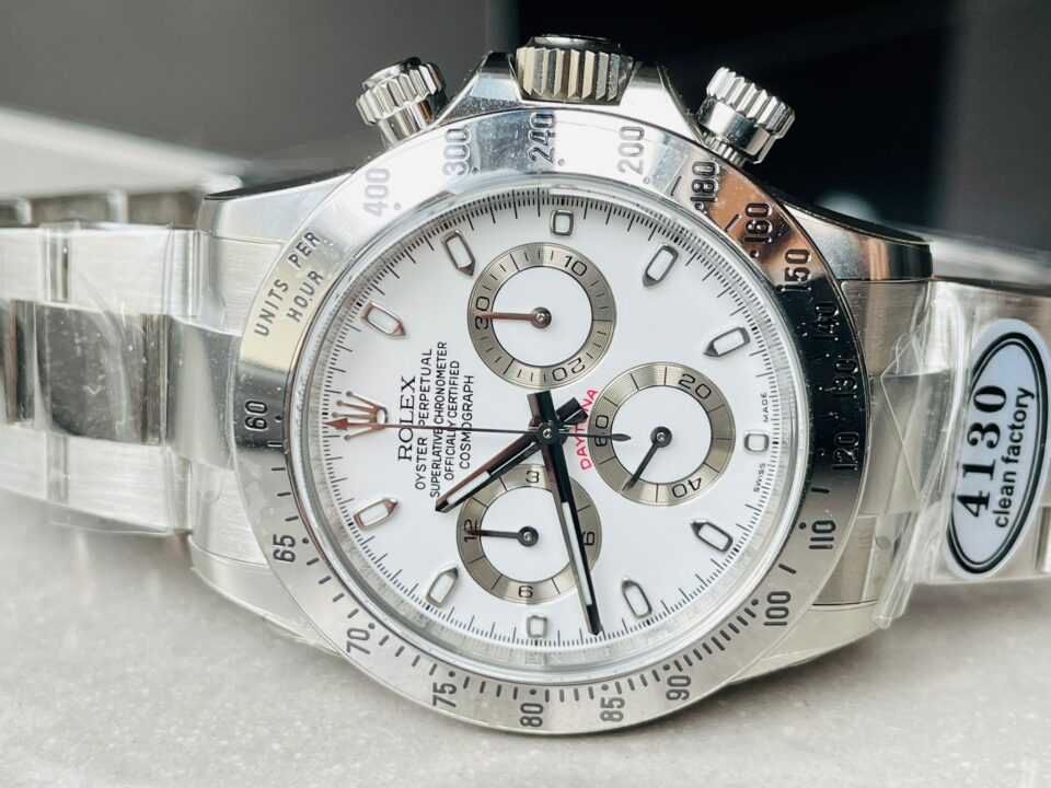 Daytona 116500 DAYTONA 1:1 Best Edition CF 904L SS Case and Bracelet White Dial Silver bezel SA4130