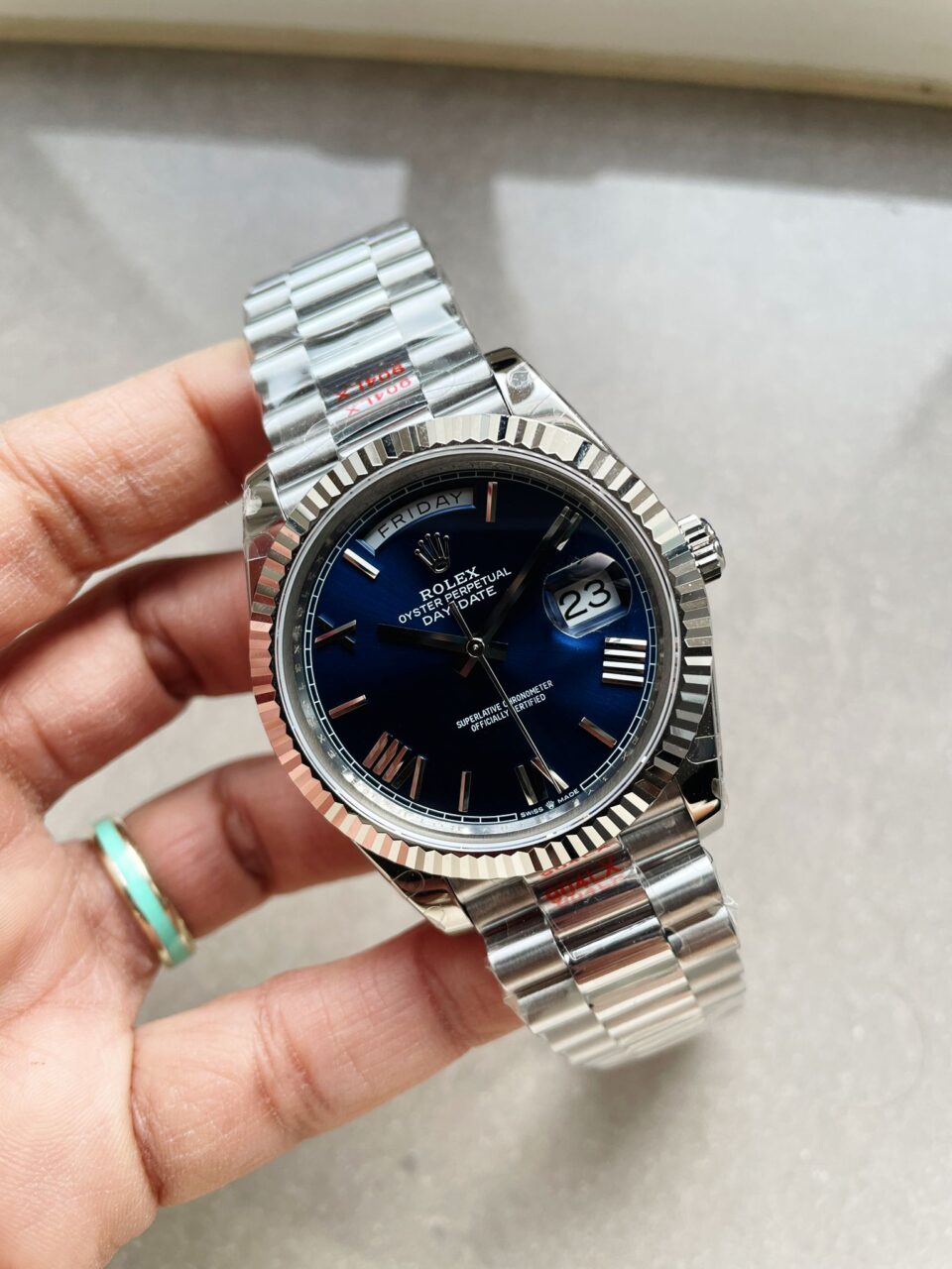 GMF Factory 1:1 DayDate 40mm 228239 Gain Weight SS/tungsten Blue Dial Roman Markers A3255