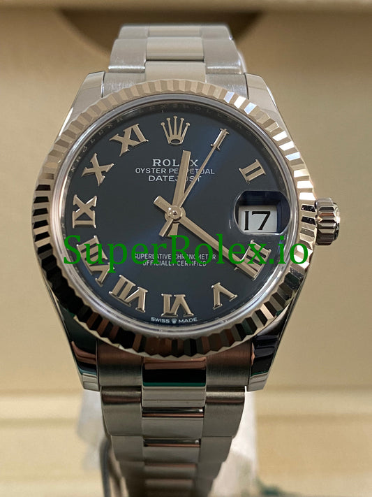Datejust 31 Steel and White Gold Blue Roman Dial Ref.278274