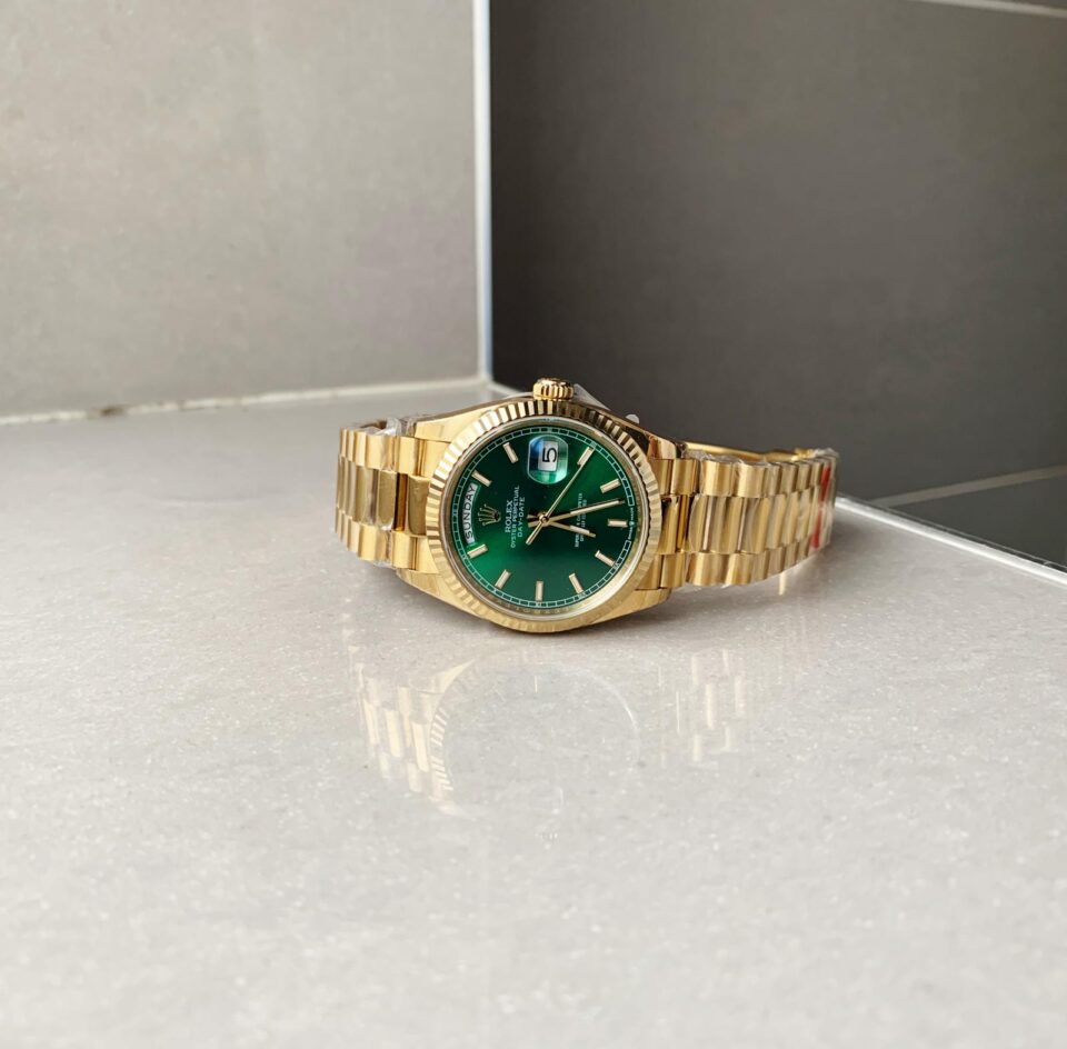 EWF Factory 1:1 Day Date 40 YG 904L Steel Best Edition Green Dial A3255