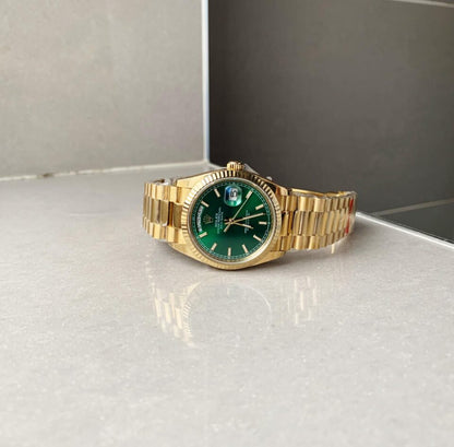 EWF Factory 1:1 Day Date 40 YG 904L Steel Best Edition Green Dial A3255