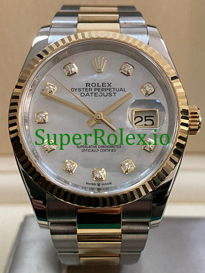 Datejust 36 Yellow Gold Mother of Pearl Diamond Dial Ref.126233