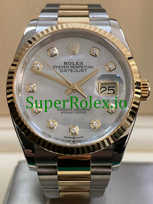 Datejust 36 Yellow Gold Mother of Pearl Diamond Dial Ref.126233