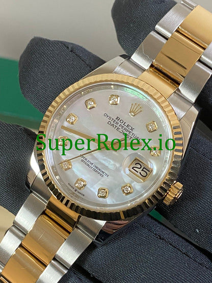 Datejust 36 Yellow Gold Mother of Pearl Diamond Dial Ref.126233