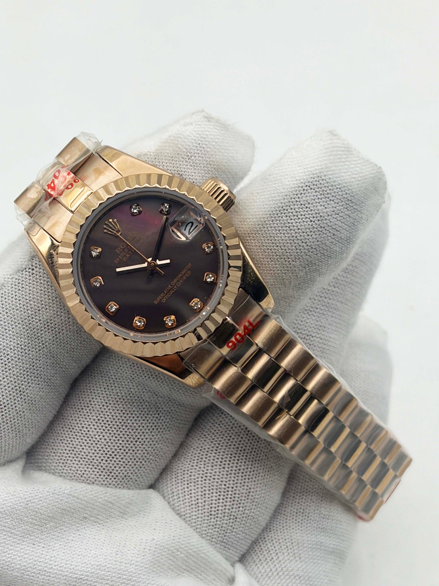Lady-Datejust 26 Everose Gold Pearl Diamond Dial Ref.179175