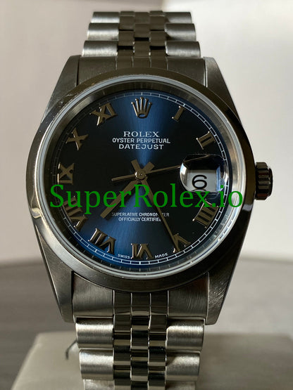 Datejust 36 Steel Blue Roman Dial Ref.16200