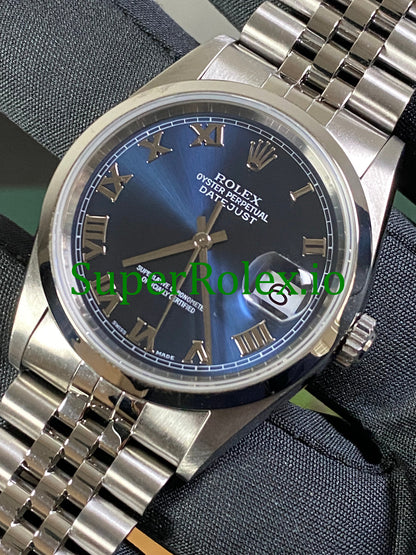 Datejust 36 Steel Blue Roman Dial Ref.16200