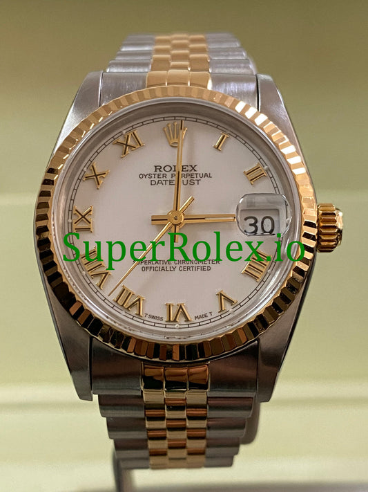 Datejust 31 Yellow Gold White Roman Dial Ref.68273