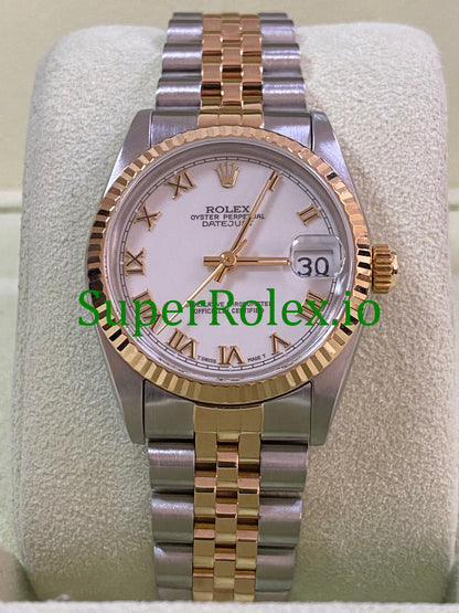 Datejust 31 Yellow Gold White Roman Dial Ref.68273
