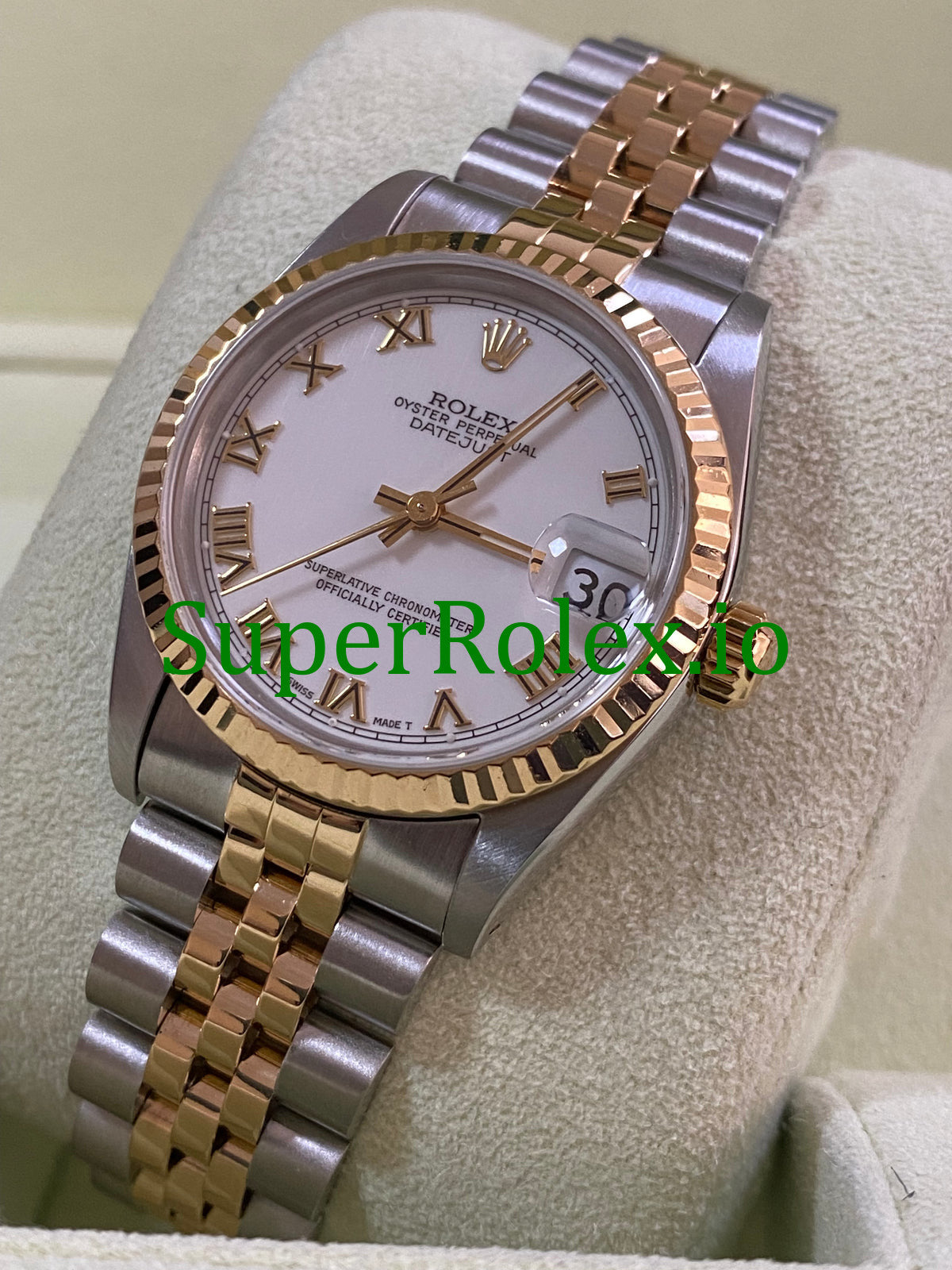 Datejust 31 Yellow Gold White Roman Dial Ref.68273