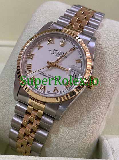 Datejust 31 Yellow Gold White Roman Dial Ref.68273