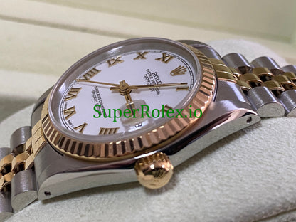 Datejust 31 Yellow Gold White Roman Dial Ref.68273