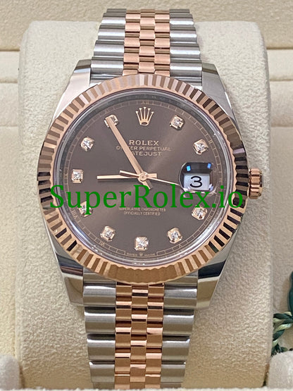 Datejust 41 Steel and Everose Gold Chocolate Diamond Dial Ref.126331