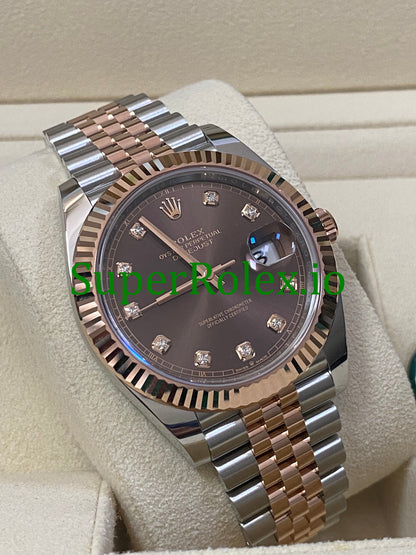 Datejust 41 Steel and Everose Gold Chocolate Diamond Dial Ref.126331