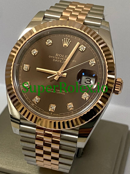 Datejust 41 Steel and Everose Gold Chocolate Diamond Dial Ref.126331