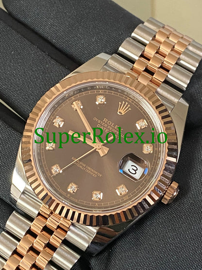 Datejust 41 Steel and Everose Gold Chocolate Diamond Dial Ref.126331