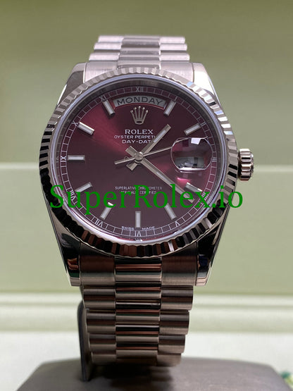 Day-Date 36MM White Gold Cherry Dial Ref.118239