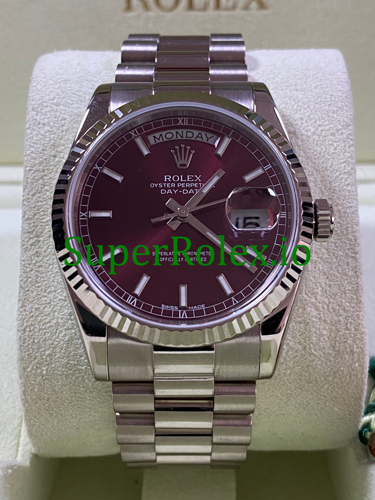 Day-Date 36MM White Gold Cherry Dial Ref.118239