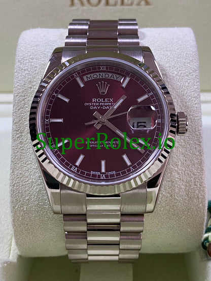 Day-Date 36MM White Gold Cherry Dial Ref.118239