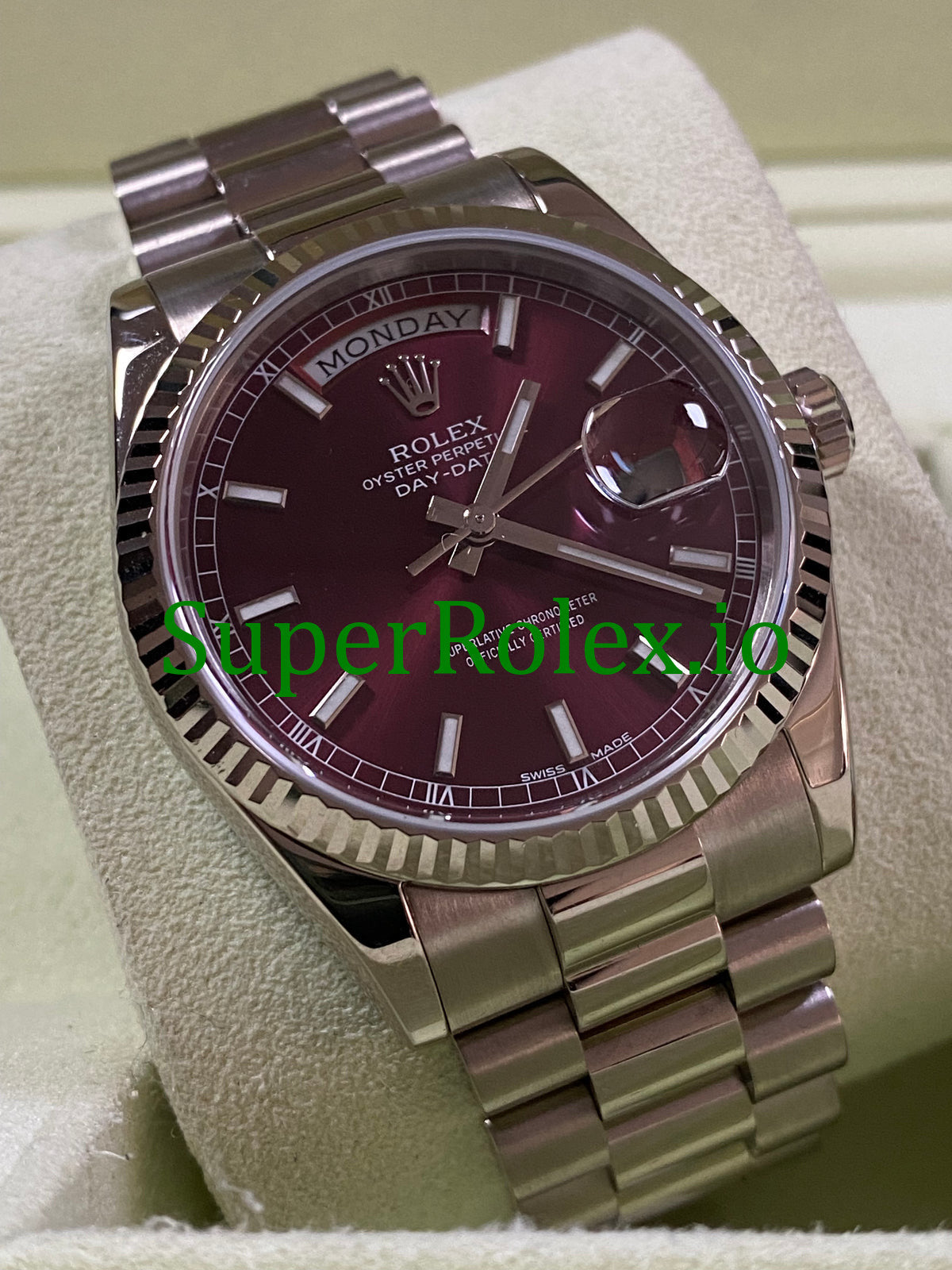 Day-Date 36MM White Gold Cherry Dial Ref.118239