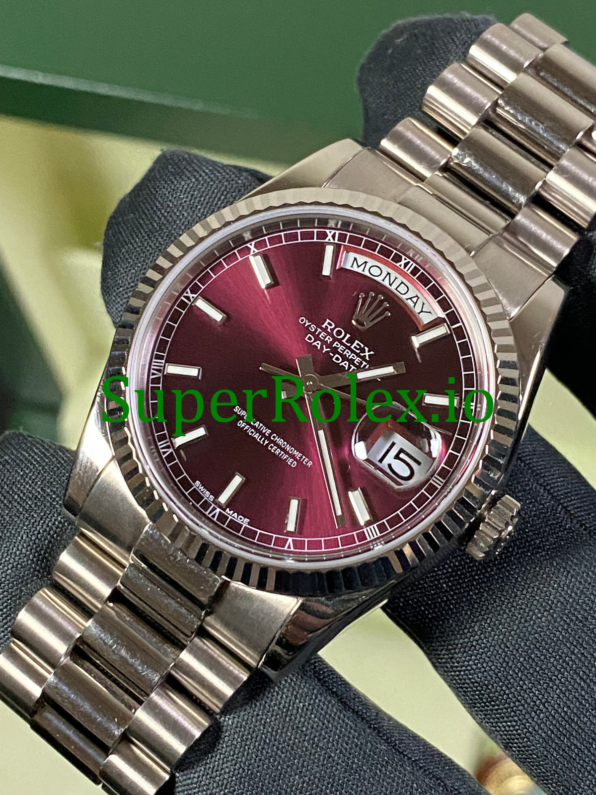 Day-Date 36MM White Gold Cherry Dial Ref.118239