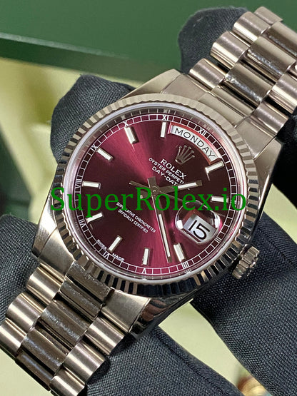 Day-Date 36MM White Gold Cherry Dial Ref.118239