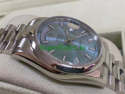 Platinum Day-Date 36MM Ice Blue Index Dial Ref.118206