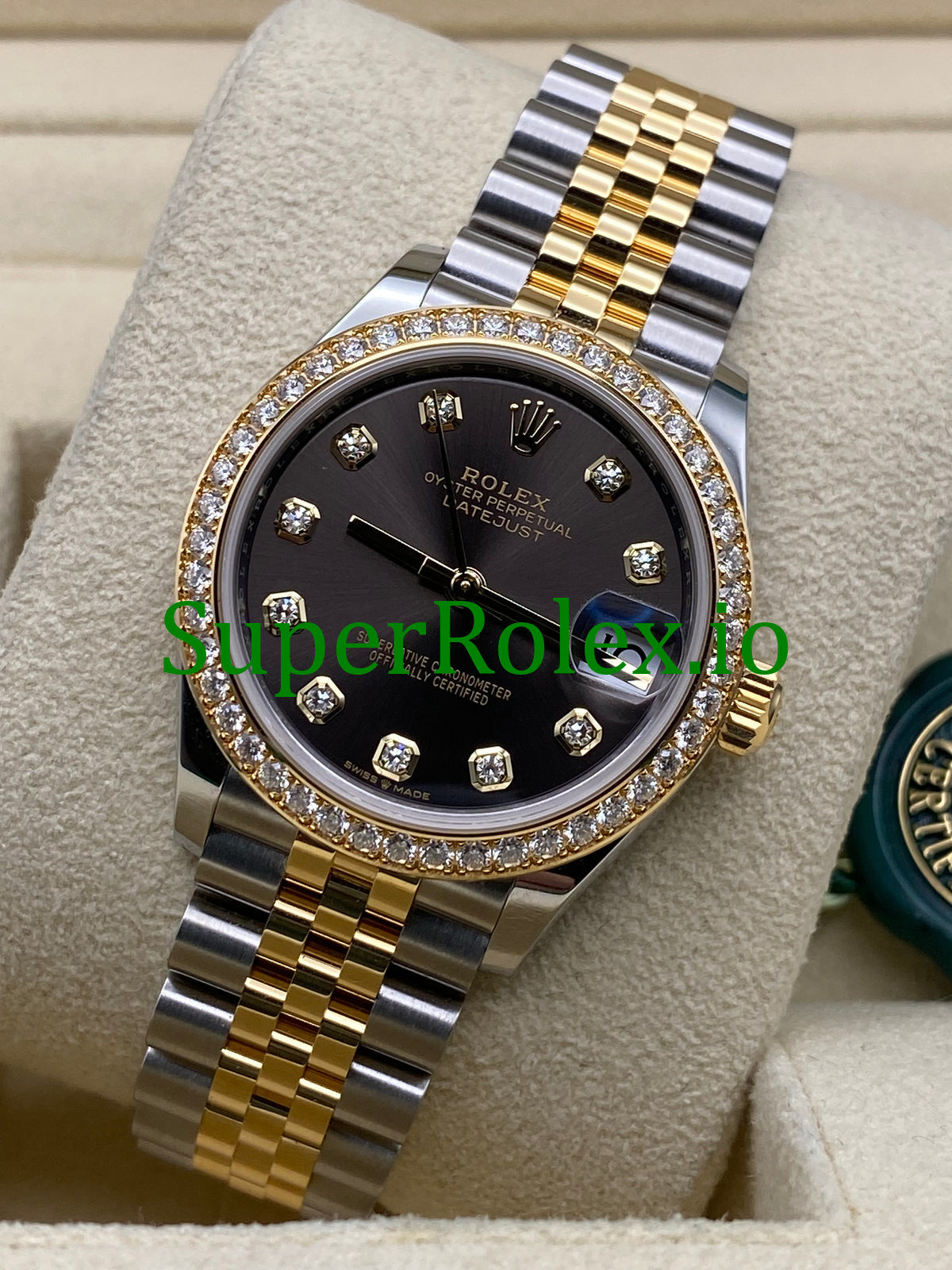 Datejust 31 Yellow Gold Dark Grey Diamond Dial Ref.278383RBR