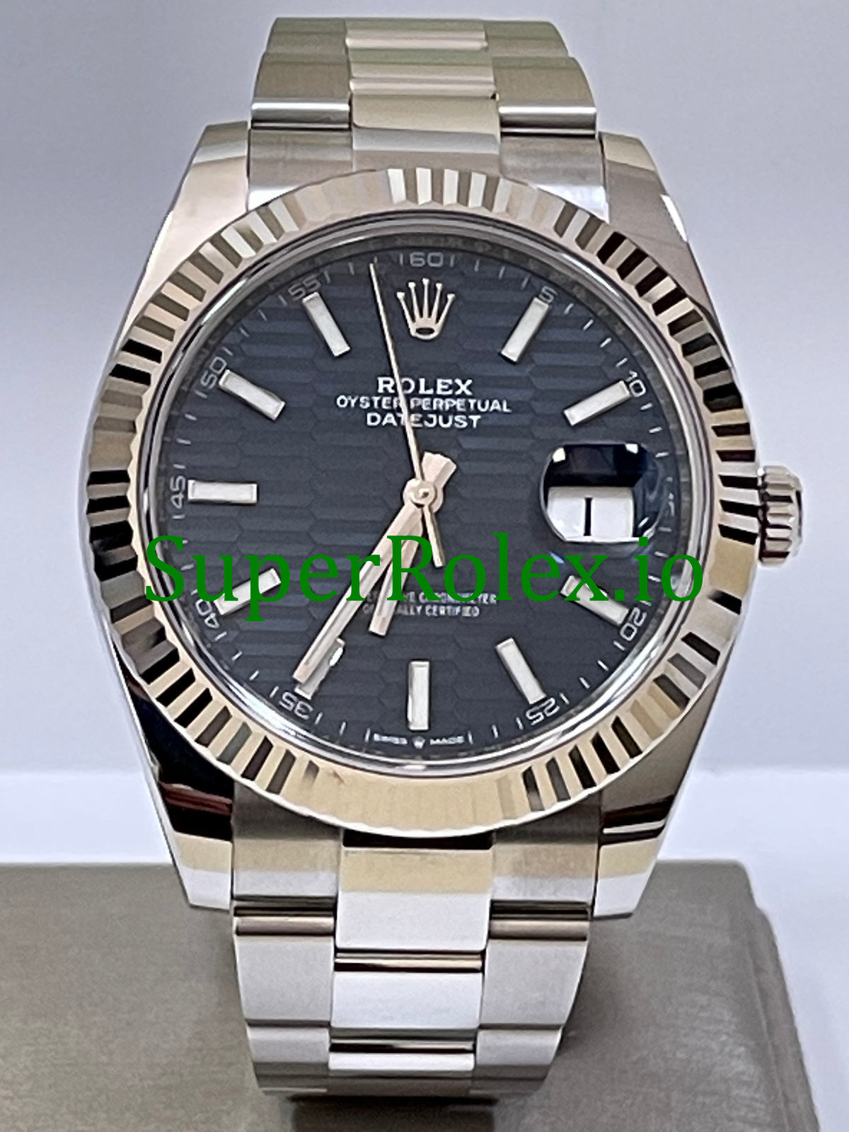Datejust 41 Steel Bright Blue Fluted-Motif Dial Ref.126334