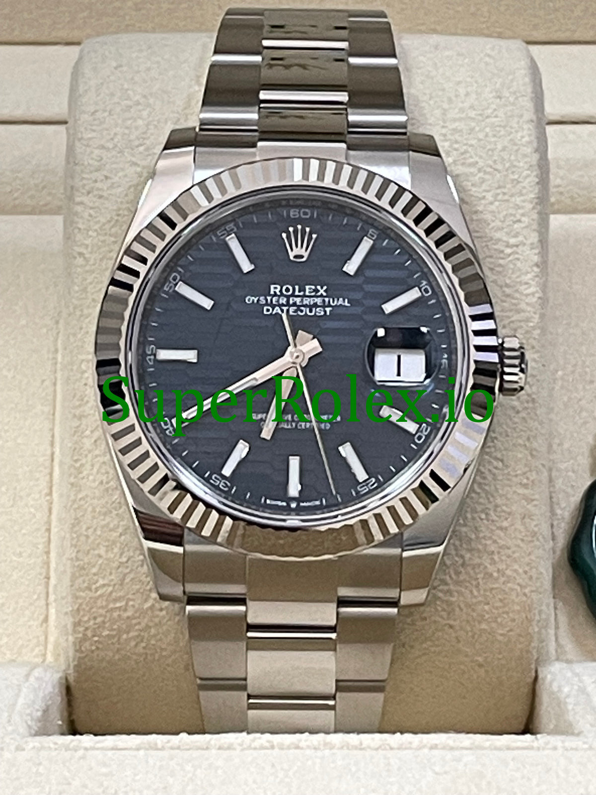 Datejust 41 Steel Bright Blue Fluted-Motif Dial Ref.126334