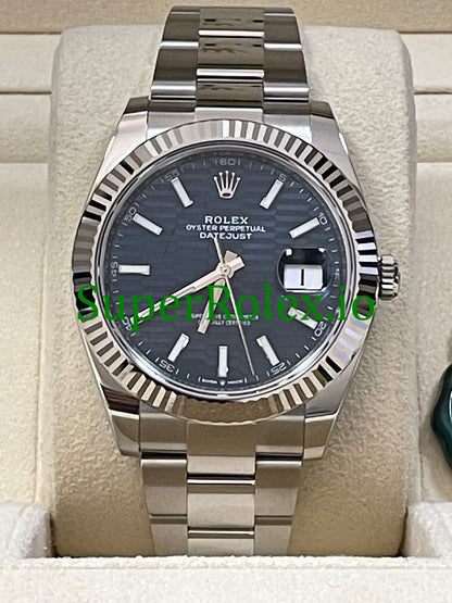 Datejust 41 Steel Bright Blue Fluted-Motif Dial Ref.126334