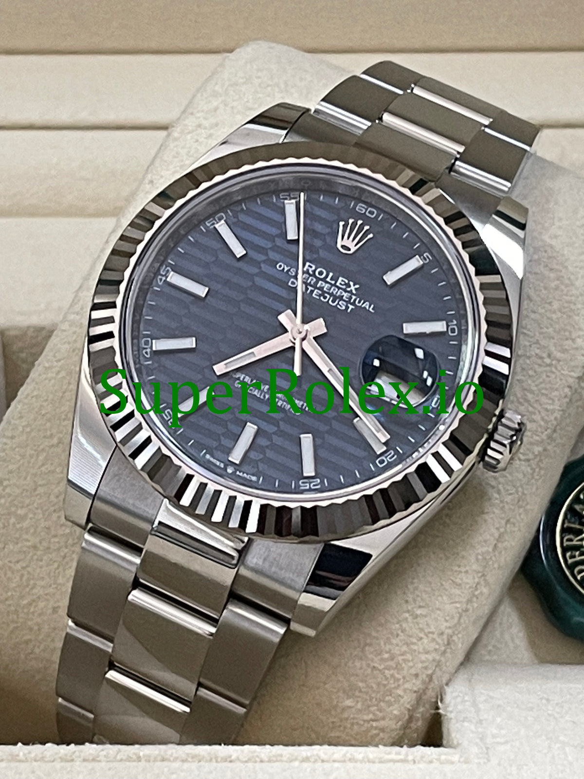Datejust 41 Steel Bright Blue Fluted-Motif Dial Ref.126334