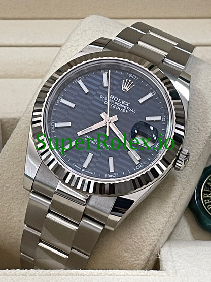 Datejust 41 Steel Bright Blue Fluted-Motif Dial Ref.126334
