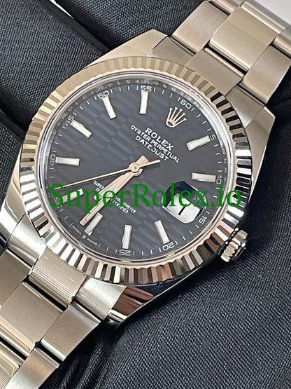 Datejust 41 Steel Bright Blue Fluted-Motif Dial Ref.126334