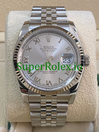 Datejust 36 Steel Rhodium Roman Dial Ref.116234