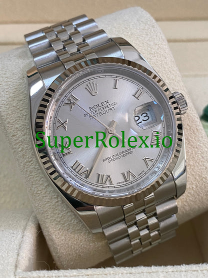 Datejust 36 Steel Rhodium Roman Dial Ref.116234