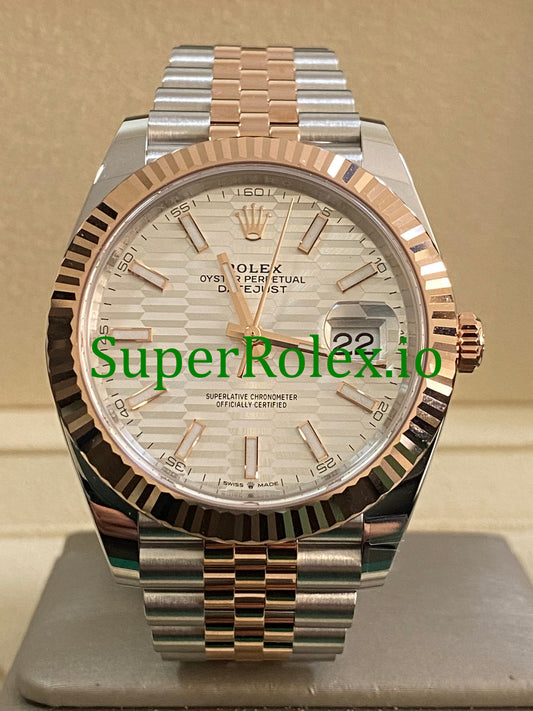 Datejust 41 Steel and Everose Gold Silver Fluted-Motif Dial Ref.126331