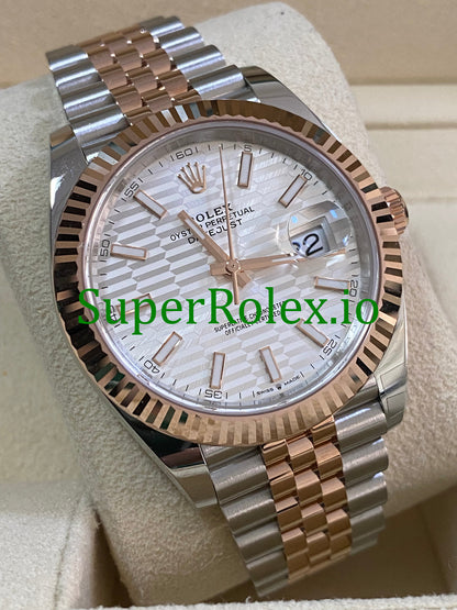 Datejust 41 Steel and Everose Gold Silver Fluted-Motif Dial Ref.126331